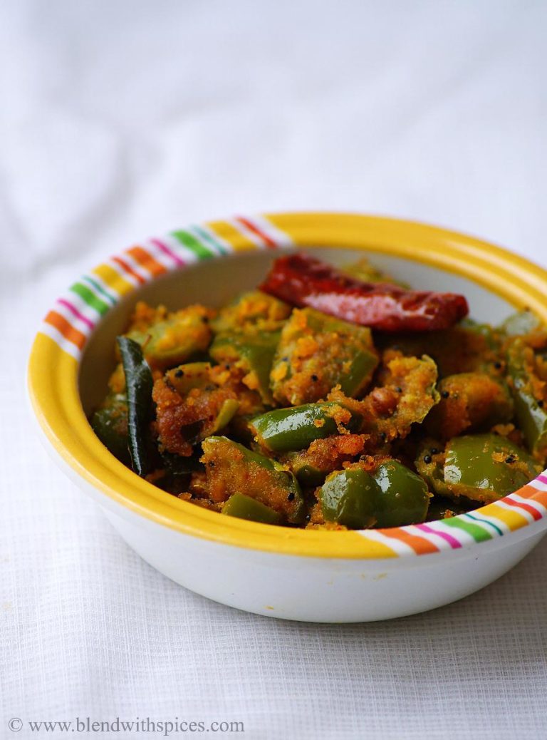 Capsicum Senagapindi Kura Recipe - Andhra Style Capsicum Besan Curry