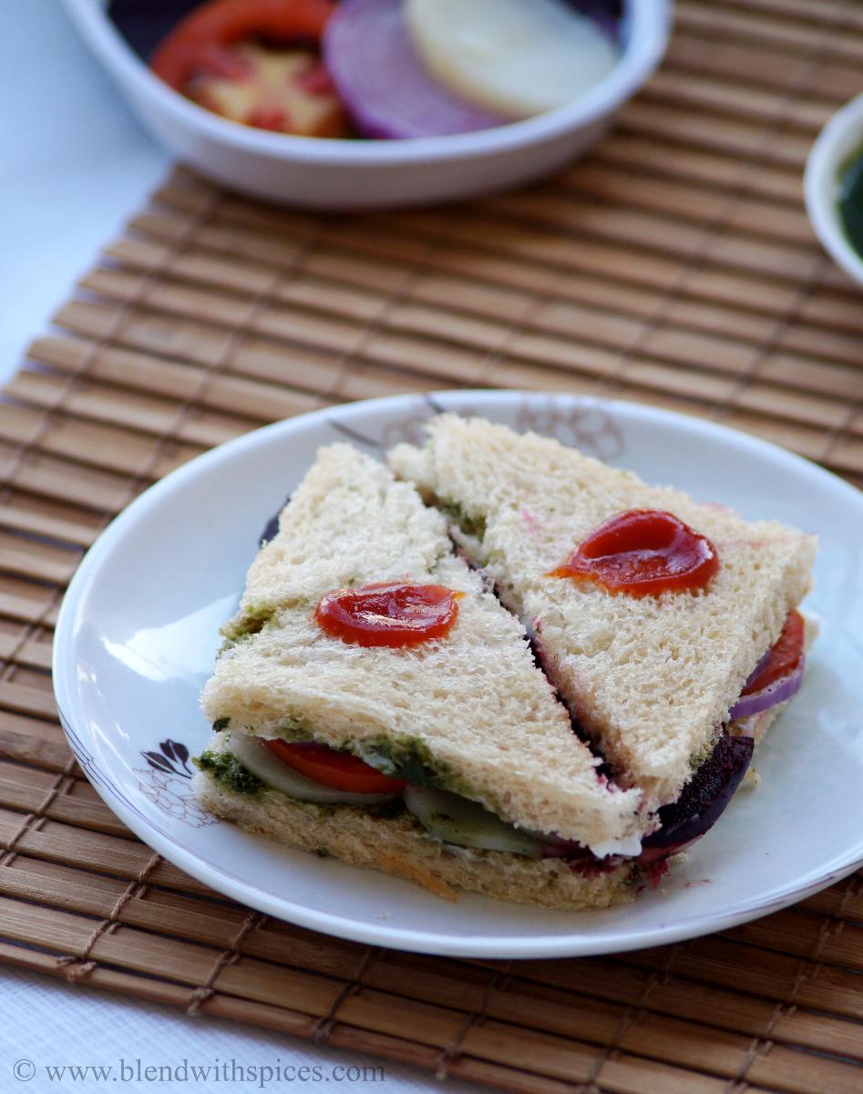 Bombay Veg Sandwich Recipe - How to make Vegetable Sandwich Recipe ...