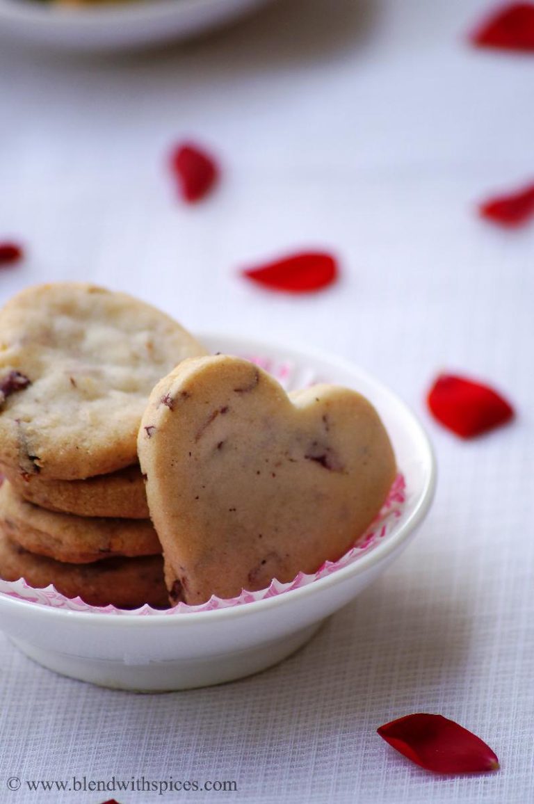 Rose Petal Almond Cookies Recipe - Easy Eggless Cookie Recipes