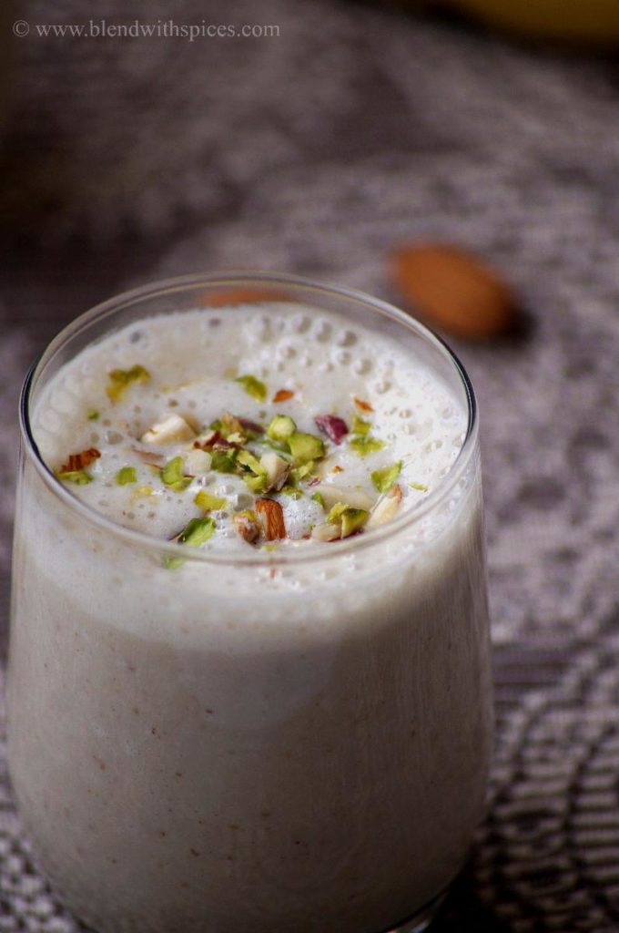 Banana Almond Pistachio Milkshake Recipe - Milkshake without Ice Cream