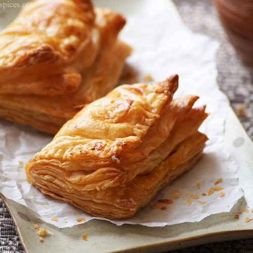 Paneer Puff Recipe - Indian Bakery-Style Paneer Puff Pastry Turnovers