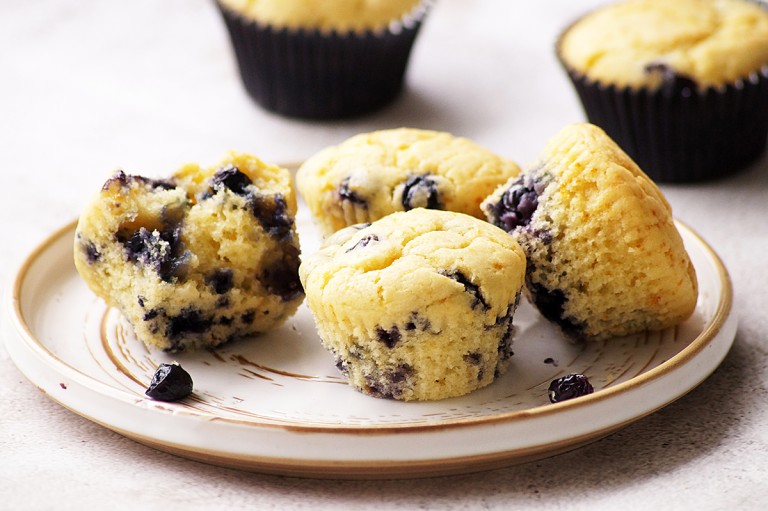 Orange Blueberry Muffins Recipe Eggless   Eggless Blueberry Orange Muffins 768x511 